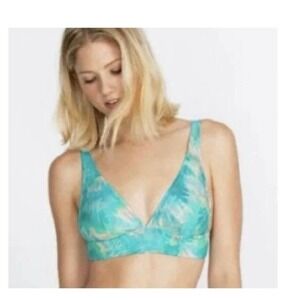 Calme Adjustable Bikini Top Women Size M Teal Tie Dye OSW0322A2 New